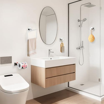 TURS Bathroom Accessory Set Polished Towel Ring Set Stainless Steel Toilet Paper Holder Towel Ring Robe Hook Wall Mount - color: Polished