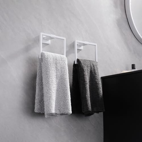 GERZWY Bathroom Towel Ring Stainless Steel Hand Towel Holder for Bath Kitchen Wall Mounted, White - color: White