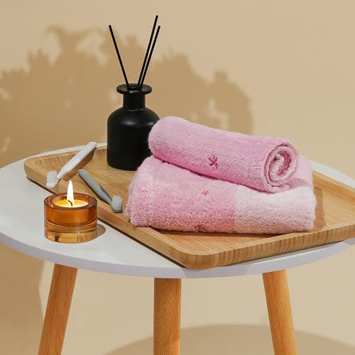 Vie Triomphe Zero Twist Towel Set 2 Pack - Pink Checkered Face Towel 14x15 & Hand Towel 14x31 - Non Twist Cotton Ultra Soft Fluffy Absorbent Bathroom Gym Travel Spa Hotel Grid Pattern 2 Piece Gift - style: 2 Pack of Zero-Twist Towels Sets: Hand Towel +Was
