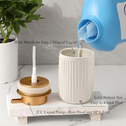 Soap Dispenser Ceramic with Easy-to-Press Pump Hand Lotion Liquid Soap Dispenser for Bathroom Kitchen - color: Liquid-stripe