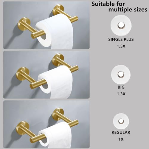 Brushed Gold Flip Toilet Paper Holder, Towel Ring Set 2 Pieces Hand Towel Holder for Bathroom Hardware Accessories Set SUS304 Stainless Steel Sturdy Wall Mount Bathroom Holder - color: Gold