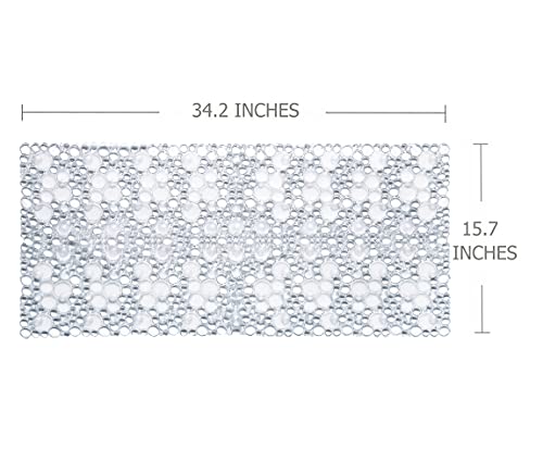 Extra Long Pebble Bath Tub Shower Mat 34.2 x 15.7, Bathmat Non-Slip with Suction Cups, Machine Washable, Bathroom Mats, Smooth/Non-Textured Surface Only (34.2" x 15.7", Clear) | Extra Long Bath Mat for Tub Non Slip, Machine Washable, Shower Mats for Insid