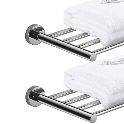 2-Tier Hotel Towel Racks for Bathroom, Wall Mounted Towel Shelf, 30 Inch Bathroom Towel Rack, Polished Chrome - color: Polished Chrome, size: 30 Inches
