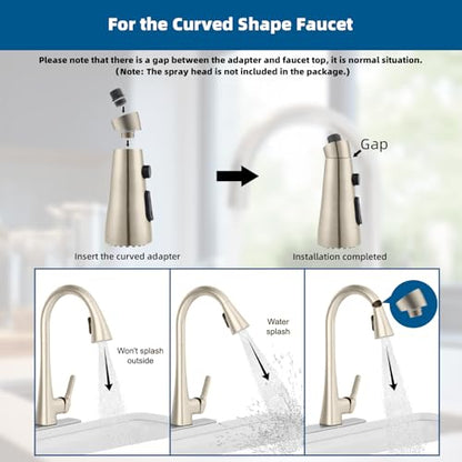 Hibbent 15 Pieces Pull Down Kitchen Faucet Head Adapter Kits with Curved Adapter, Multiple Sink Spray Head Adapters Compatible with Moen, American Standard, Delta, Kohler Faucets