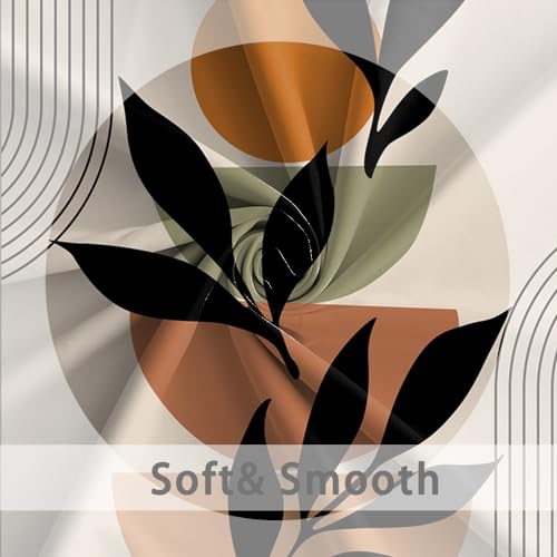 Boho Beige Stall Shower Curtain with Hooks 48x72 Inch | Waterproof Abstract Black Arch Leaves Small Bathroom Curtain for Shower Stall, Machine Washable - color: Abstract 038, size: 48"W x 72"L (Pack of 1)