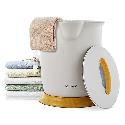 COSTWAY Bucket Style Towel Warmer, Fragrance Holder, Fits up to Two 40” x 70” Oversized Towels, Bathrobes, Blankets, Auto Shut Off, Luxury Towel Warmer for Bathroom, Spa - color: Grey
