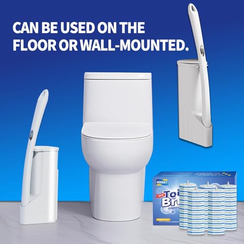 Disposable Toilet Brush Cleaning System with 50pcs Refills Pads Replacement Heads, Toilet Cleaning Stick, Wall Mounted Wand Kit Bathroom Maintenance, Toilet Bowl Cleaner Brush Holder and Set - style: Toilet brush + 50 refills