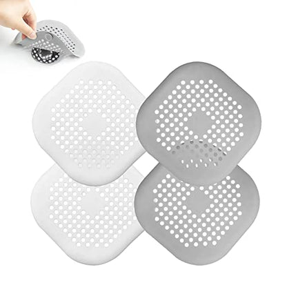 4 Pieces Drain Covers Hair Stopper for Shower Drain Bathtub Stopper Home Drain Protectors with Sucker Water Trap Sink Cover for Bathroom Bathtub and Kitchen (2 Gray+2 White) - color: 4 Pcs White,grey