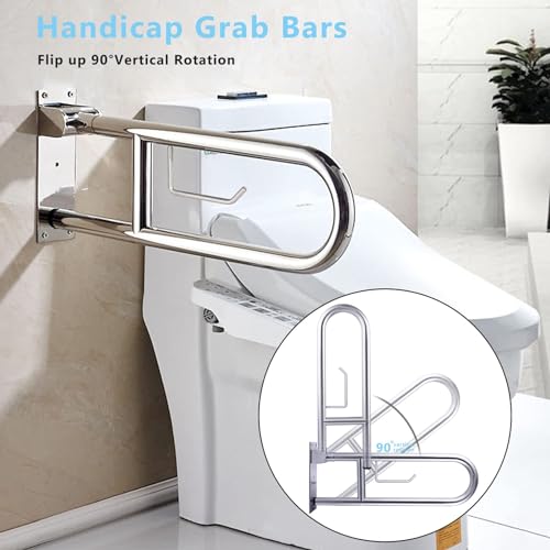 Toilet Grab Bar Stainless Steel Handicap Rails Grab Bars Bathroom Support for Elderly Disabled Safety Hand Railing Guard Frame Shower Assist Aid Handrails Hand Grips (23.6 Inches with Paper Holder) - size: 23.6 Inches with Paper Holder