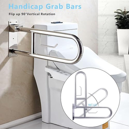 Toilet Grab Bar Stainless Steel Handicap Rails Grab Bars Bathroom Support for Elderly Disabled Safety Hand Railing Guard Frame Shower Assist Aid Handrails Hand Grips (23.6 Inches with Paper Holder) - size: 23.6 Inches with Paper Holder