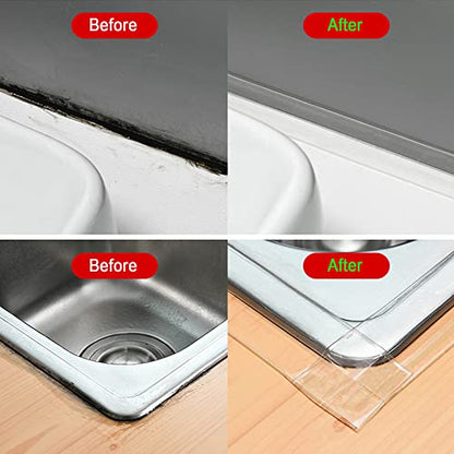 TOUSEA Clear 1.5"x10.5ft Self Adhesive Caulk Strip for Toilet, Tub, Kitchen | White or Clear Sealing Tape for Toilet, Tub, Sink, Bath Peel and Stick Backsplash - Renter Friendly, Easy Install - style: Clear-1.5IN-10.5FT-A