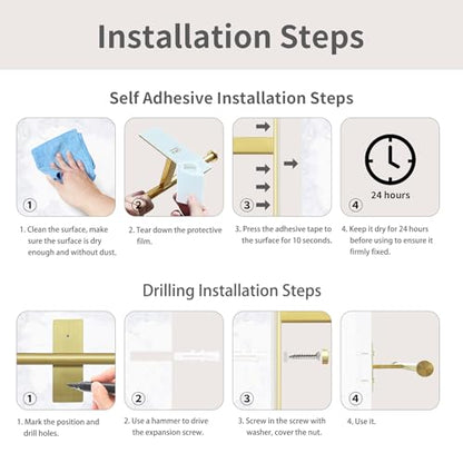 Double Roll Toilet Paper Holder, OBODING, Gold Stainless Steel Toilet Roll Holder, Adhesive or Drilling Toilet Paper Holder Wall Mount for Bathroom (Gold) - color: Gold
