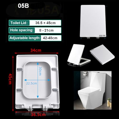 Toilet Seat - Soft Close Quick Release for Easy Cleaning, Top Fix Installation with Adjustable Hinges - Ideal for Bathroom Upgrade - size: 05b