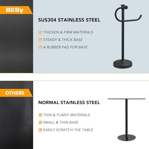 17 Inch Matte Black Stand Towel Bar Hanger Hand Towel Bar Bathroom Vanity Countertop Towel Holder Free Standing Stainless Steel Towel Ring Hardware Accessories Towel Rack - color: Matte Black