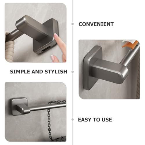 ULTECHNOVO Punch-Free Adhesive Towel Bar Holder 40Cm Gray Heavy Duty Wall-Mounted Towel Rail for Bathroom Kitchen and Laundry Room Storage