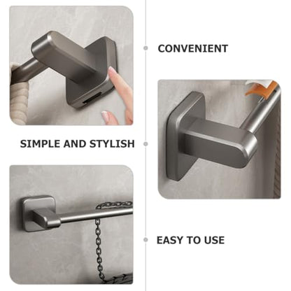 VOSAREA No-Drill Adhesive Bathroom Towel Rack 50cm Gray Wall-Mounted Towel Bar Heavy Duty Shower Door Holder for Kitchen and Bathroom