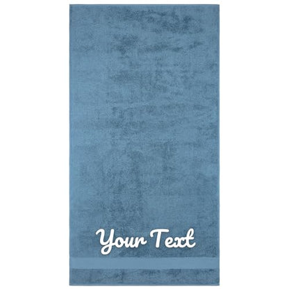 Personalized Towel Set, Custom Bath Towels with Name, Turkish Cotton Blue | Bath Sheet, 100% Cotton, Embroidered, Monogrammed, Customized Gift For Adults, Wedding, Bridal Shower, Housewarming - color: Mid Blue, size: Oversized Bath Sheet - 1 Piece