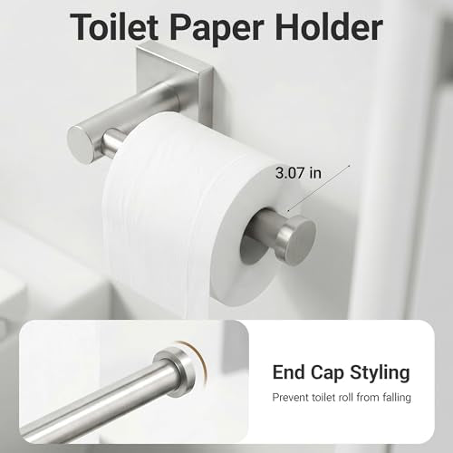 24-Inch Wall Mounted Towel Racks for Bathroom – Space Saver 4-Piece Durable Stainless Steel Bathroom Hardware Set with Towel Bar, Towel Ring, Toilet Paper Holder & Hook, Brushed Nickel - color: Brushed Nickel