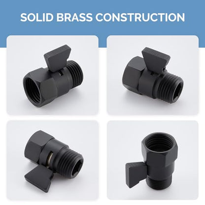 Angle Simple Shower Valve, Water Flow Control Shut Off Valve, Matte Black | Robust Brass Water Restrictor G 1/2, Pressure Reducer for Handheld Shower Head or Bidet Sprayer - color: Matte Black