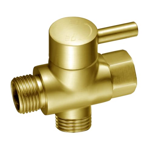 Brass Shower Arm Diverter Valve for Hand Held Showerhead and Fixed Spray Head,G 1/2 3-Way Bathroom Universal Shower System Replacement Part (Brushed Gold) - color: Brushed Gold