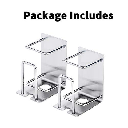 Toothbrush Holder Wall Mounted, Stainless Steel Bathroom Organizer for Electric Toothbrush, Toothpaste & Cup, No Drill Adhesive Shower Caddy (Silver,2 Pack) - color: Silver (2 Pack)