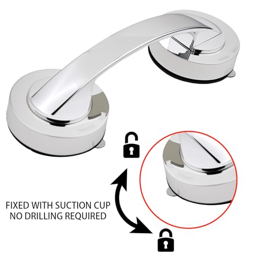 Suction Cup Handle for Glass Shower Door, Window, Suction Grab Bars, Sliding Doors Handle for Bathroom Cabinets Wardrobes, Silver