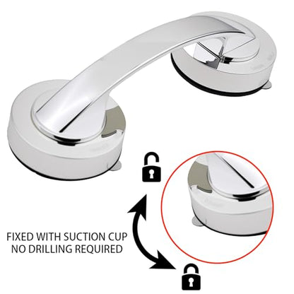 Suction Cup Handle for Glass Shower Door, Window, Suction Grab Bars, Sliding Doors Handle for Bathroom Cabinets Wardrobes, Silver