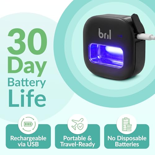 UV-C Toothbrush Sanitizer and Holder, Wall Mounted, Rechargeable | 30-Day Battery, Magnetic Wall Mount, Fits Electric and Manual Brushes, Portable Travel Case, Auto-Shutoff - color: Black