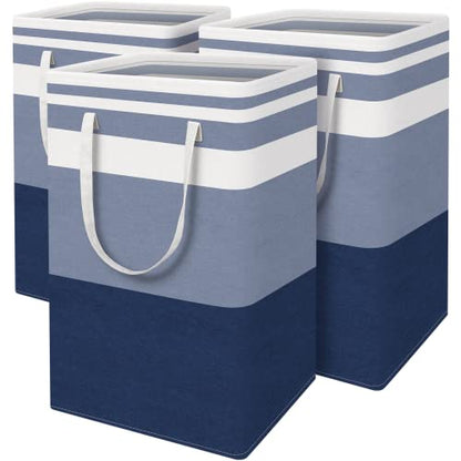 BlissTotes 3-Pack Laundry Basket, Collapsible Laundry Hamper, Blue, 88L | Laundry Clothes Hamper, Hampers for Bedroom, Freestanding Hamper with Handles, Clothes Laundry Basket - color: Blue, size: 88L