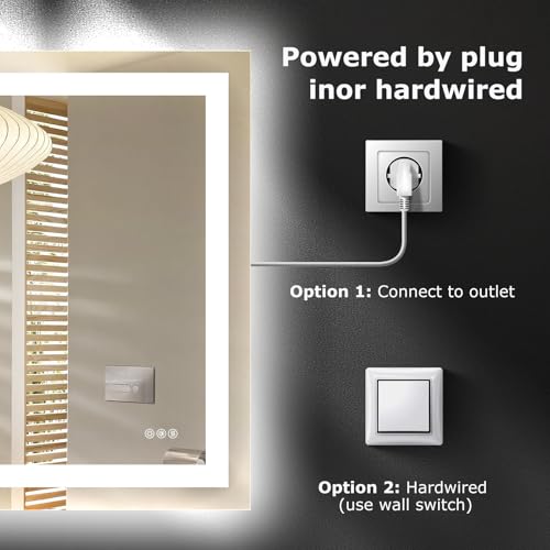 Hivone 72"X32" LED Bathroom Mirror with Lights, Anti-Fog, Dimmable, Backlit + Front Lit, Smart Bathroom Vanity Mirror, Memory Function, Shatterproof, Tempered Glass (Horizontal/Vertical) - size: 72"L x 32"W
