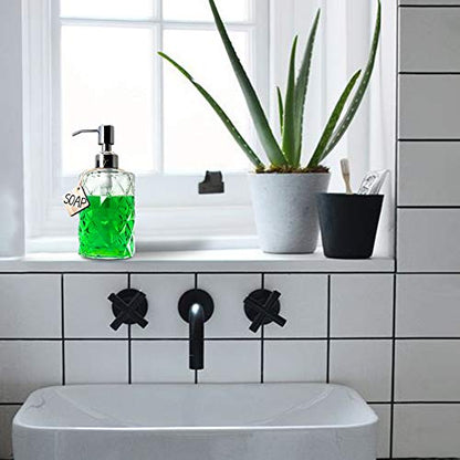 JASAI Diamond Design 12 Oz Glass Soap Dispenser with Rust Proof Pump | Kitchen Soap Dispenser with 304 Stainless Steel Pump, Bathroom Soap Dispenser for Hand Soap, Dish Soap, liquid Soap(Clear) - color: Clearglass-silver Pump, style: Diamond