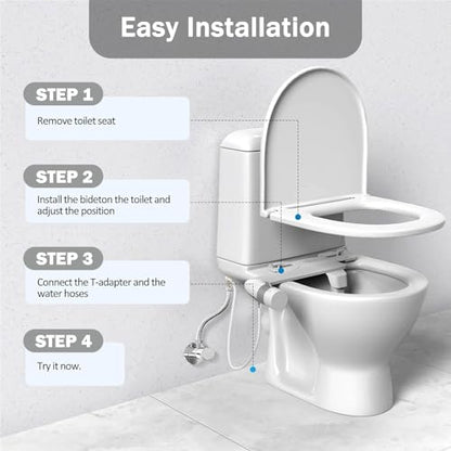 Ultra-Slim Bidet Attachment for Toilet, Non Electric Retractable Nozzles (Posterior/Feminine Wash) Hygienic Bidets Existing Toilets Seat, Adjustable Water Pressure, Water Sprayer Baday