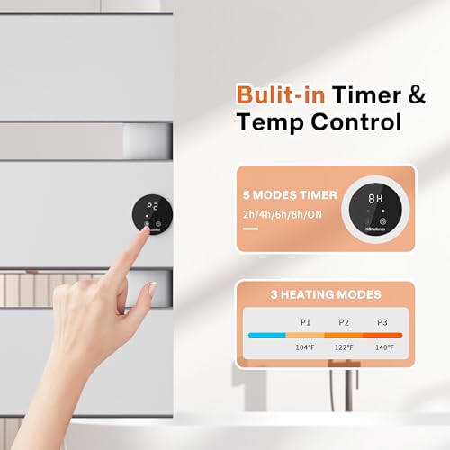 K&KALONZO Electric Towel Warmer Wall Mounted, Fast Heat in 2 Min, NTC Safety | 5 Timers & 3 Heat Levels Control, 2H Rapid Dry, Plug-In/Hardwired, Anti-Scald, Aluminum Heated Towel Rack for Bathroom, K3RS - color: Silver, size: 3-Bar