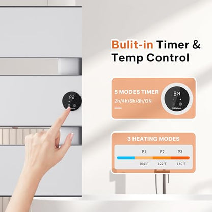 K&KALONZO Electric Towel Warmer Wall Mounted, Fast Heat in 2 Min, NTC Safety | 5 Timers & 3 Heat Levels Control, 2H Rapid Dry, Plug-In/Hardwired, Anti-Scald, Aluminum Heated Towel Rack for Bathroom, K3RS - color: Silver, size: 3-Bar