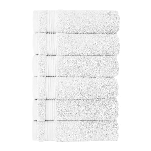 CTT - Premium 6 Piece Hand Towels Set, 100% Turkish Cotton, Quick Dry & Comfy Towels for Hotel & Spa, Highly Absorbent | 16"x27" (White) - color: White, size: Hand Towels - 6 Piece Set