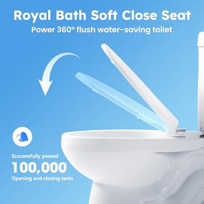 RoyalBath Elongated Two piece Toilet for Bathrooms, 12" Rough In | 17.3" ADA Height, Nano Self-Cleaning, WaterSense/MAP/CUPC Certified, 1 GPF 360° TSUNAMI Flush, Soft-Close Seat - size: 1.01 GPF Side Flush