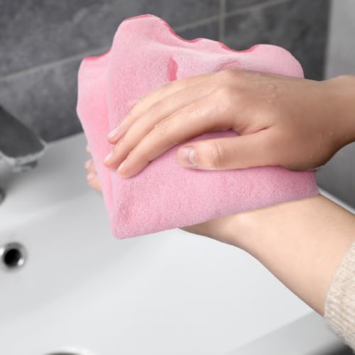 SmoothNovelty 2 Pcs Scalloped Pink Bow Fingertip Towels for Bathroom 12 x 18 Inch Small Fingertip Towels with Embroidery Coquette Bow 100% Cotton Soft Absorbent Guest and Housewarming Gift