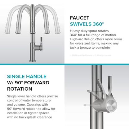 KRAUS Torak Pull Down Kitchen Faucet in Spot-Free Brushed Brass with 2 Function Sprayer, Pre-Attached Water Lines, and Mounting Hardware, KPF-2840SFBB - color: Spot Free Brushed Brass, style: Pull-Down Faucet