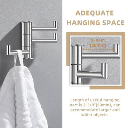 Suyar Bathroom Towel Hook Polished Chrome, Swivel Robe Hook with 3 Arms | SUS304 Stainless Steel, Wall Mounted - color: Polished Chrome, size: 1 Pack