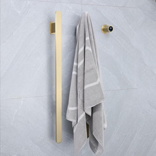 Bathroom Heated Towel Rack, Brushed Gold Towel Warmer, 2Bars, 110V | Smart Touch Control, Wall Mounted, Concealed Hardwired, Stainless Steel, Dry Towels in Modern Bathrooms, Space-Saving Design - color: Brushed Gold-2 Bars