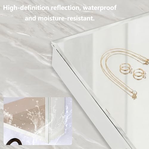 Bathroom Medicine Cabinet, 16x26 inch Medicine Cabinet with Mirror, Rectangular Beveled Frameless Mirror, Recess or Surface Mount Installation - size: CM1014-1626