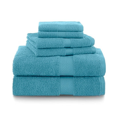 Martex 6-Piece 100% Ringspun Cotton Towel Set, Blue | Quick Dry, Super Absorbent & Soft, Lightweight, 2 Bath, 2 Hand, 2 Wash Cloths - color: Blue