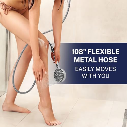 HammerHead Showers® Solid Metal 9 ft Shower Hose - CHROME – Extra Long 108” Attachment for Handheld Shower Head - Shower Hose Replacement - color: Chrome, size: 108 Inches