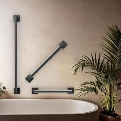 Gatco 661MX Glam Too 18" L Grab Bar, Matte Black/ADA Compliant Stainless Steel Safety Grab Bar for Bathroom - color: Matte Black, size: 18 Inch