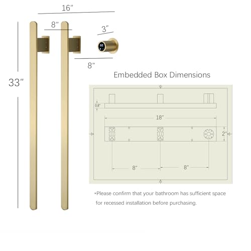 Bathroom Heated Towel Rack, Brushed Gold Towel Warmer, 2Bars, 110V | Smart Touch Control, Wall Mounted, Concealed Hardwired, Stainless Steel, Dry Towels in Modern Bathrooms, Space-Saving Design - color: Brushed Gold-2 Bars