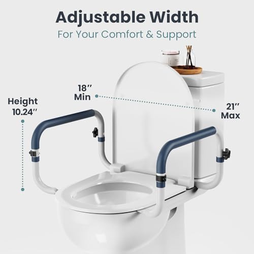 Toilet Safety Rails (250lb) - Adjustable Toilet Safety Rails, Toilet Bar for Elderly Adults, Toilets Rails for Seniors, Toilet Seat with Handles for Elderly & Disabled-Easy Installation-2 Pack - size: 2 Pack