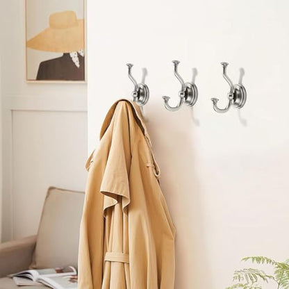 1 Pack 4-1/2 Inch Zinc Alloy Brushed Nickel Towel Hooks | Solid Metal | Wall Mount | Robe Hooks | Coat Hooks | For Bathroom, Shower, Bedroom, Entryway | Bathroom Hardware Accessories - color: Brushed Nickel