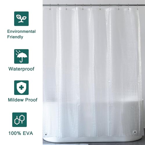 Clear Shower Curtain Liner, 100% Waterproof EVA 3D Shower Curtains with 3 Duty Heavy Bottom Magnets and 12 Rust Proof Grommets, 72x72 Weighted Shower Liner for Shower Stall, Bathtubs - color: Clear Square