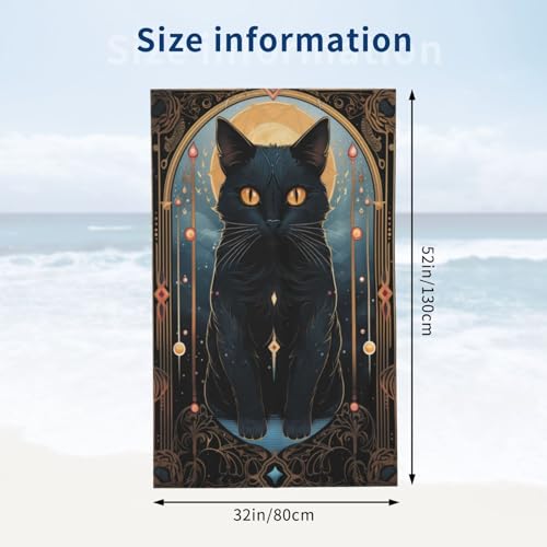 Tarot Card Moon Black Cat Beach Towel Pagan Witchcraft Sand Free Towels for Adult Kids Quick Dry Ultra Absorbent Soft Pool Travel Swim Bath Shower Towel Gifts 52” x 32” - color: Beach Towel11