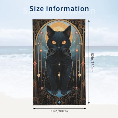 Tarot Card Moon Black Cat Beach Towel Pagan Witchcraft Sand Free Towels for Adult Kids Quick Dry Ultra Absorbent Soft Pool Travel Swim Bath Shower Towel Gifts 52” x 32” - color: Beach Towel11
